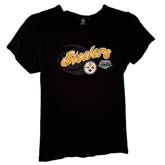 NFL Apparel Tops - Women’s Steelers Logo, Superbowl XLIII, NFL, Black Crew Neck T-shirt S